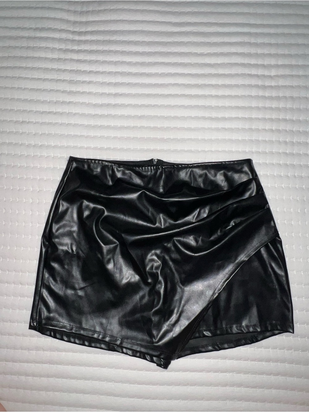 Windsor Black Faux Leather Asymmetrical Mini Skort